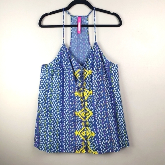 PLENTY BY TRACY‎ REESE Printed Chambray Swingy Racerback Tank Multi-color Size M - Picture 2 of 10